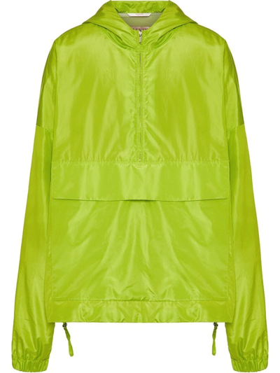 Shop Valentino Long-sleeve Hooded Coat In Green