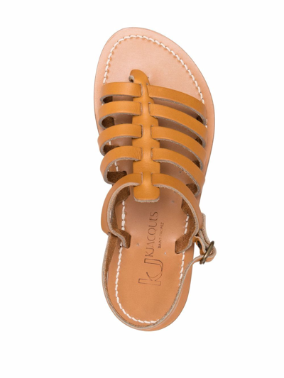 Shop Kjacques Homere Leather Sandals In Beige