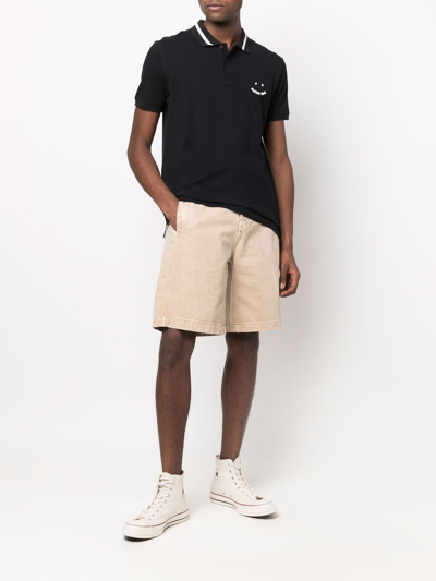 Shop Ps By Paul Smith Cotton Happy Logo Polo Shirt In Black