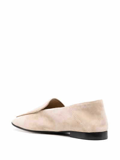 Shop Emporio Armani Leather Loafers In Beige