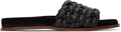 Shop Chloé Black Braided Leather Kacey Flat Sandals In 001 Black