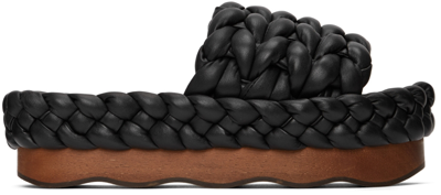 Shop Chloé Black Wavy Braided Leather Sandals In 001 Black