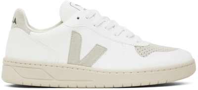 Shop Veja White & Grey V-10 Vegan Sneakers In White Natural