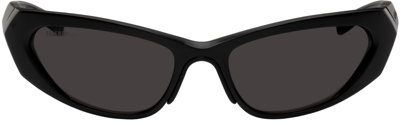 Shop Balenciaga Black Oval Sunglasses In 001 Black