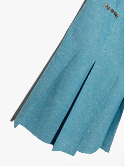 Shop Gucci Horsebit-detail Canvas Dress In Blue