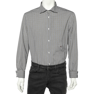Pre-owned Just Cavalli Grey Checkered Cotton Button Front Shirt 3xl