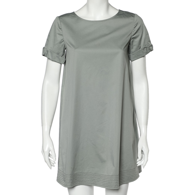 Pre-owned Armani Collezioni Light Green Cotton Shift Dress S