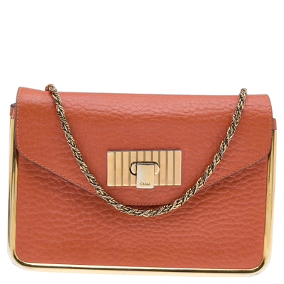 Pre-owned Chloé Orange Leather Small Sally Shoulder Bag