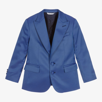 Shop Dolce & Gabbana Boys Blue Wool Suit Jacket