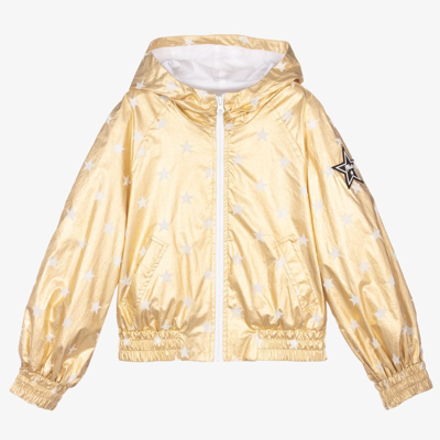 Shop Monnalisa Girls Gold Cotton Hooded Jacket