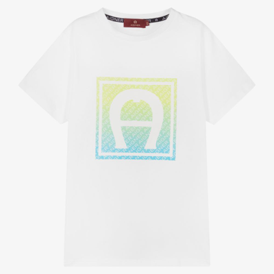 Shop Aigner Teen Boys White Cotton T-shirt