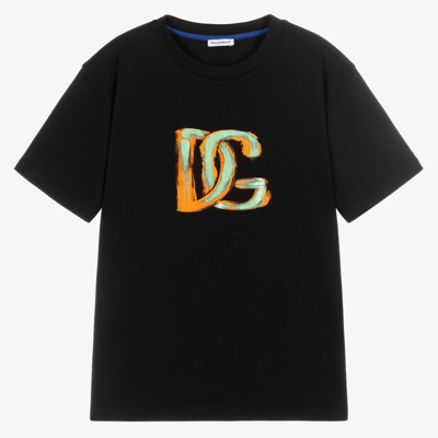 Shop Dolce & Gabbana Teen Boys Black Dg T-shirt
