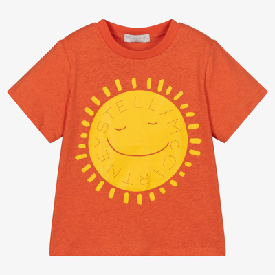 Shop Stella Mccartney Kids Girls Orange Linen & Cotton T-shirt