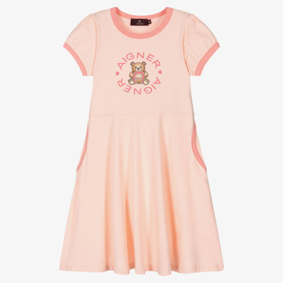 Shop Aigner Girls Teen Pale Pink Bear Logo Dress