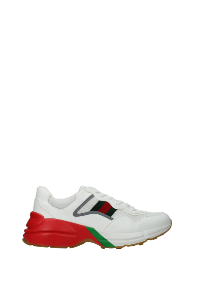 Shop Gucci Sneakers Rhyton Fabric In White