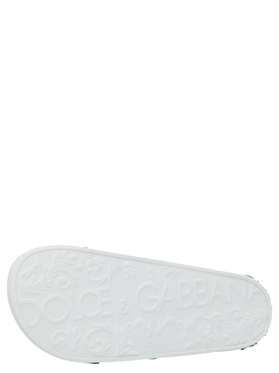 Shop Dolce & Gabbana Logo Rubber Slides In White/black