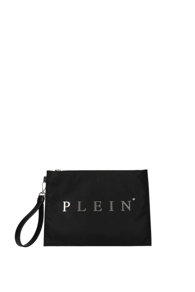 Shop Philipp Plein Clutches Fabric In Black