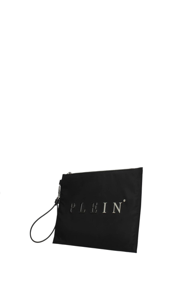 Shop Philipp Plein Clutches Fabric In Black
