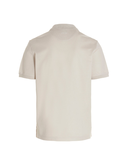 Shop Brioni Piqué Cotton Polo Shirt In White