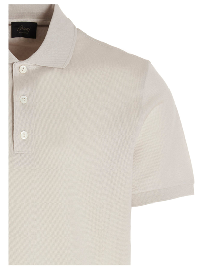 Shop Brioni Piqué Cotton Polo Shirt In White