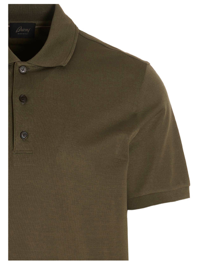 Shop Brioni Piqué Cotton Polo Shirt In Green