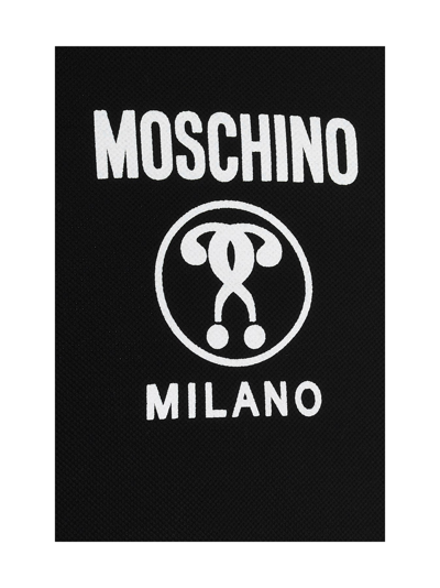 Shop Moschino Question Mark Logo Print Polo Shirt In Black