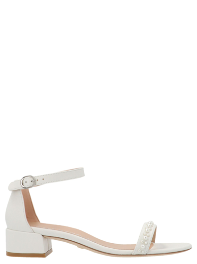 Shop Stuart Weitzman 'nudist Jane' Sandals In White