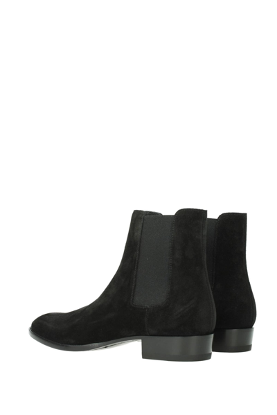 Shop Saint Laurent Ankle Boot Suede In Black