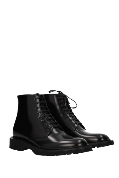 Shop Saint Laurent Ankle Boot Leather In Black