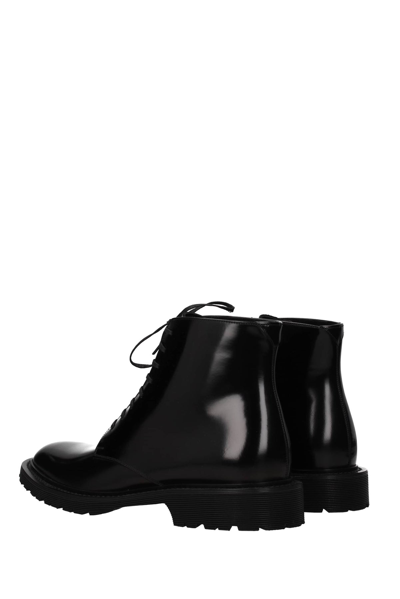 Shop Saint Laurent Ankle Boot Leather In Black