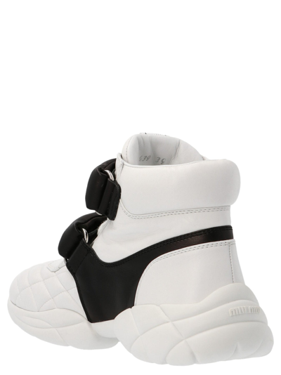 Shop Miu Miu 'superpad' Sneakers In White/black