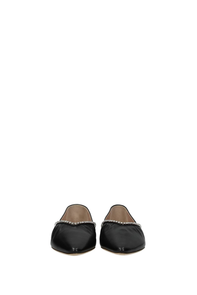 Shop Miu Miu Ballet Flats Leather In Black