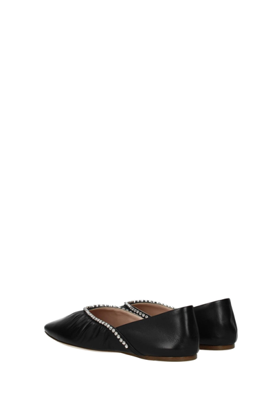 Shop Miu Miu Ballet Flats Leather In Black