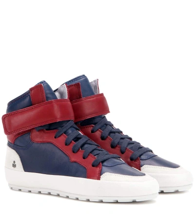 Shop Isabel Marant Étoile Bessy Leather Sneakers In Mideight