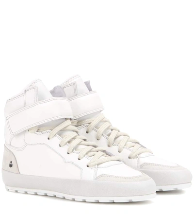 Shop Isabel Marant Étoile Bessy Leather Sneakers In White