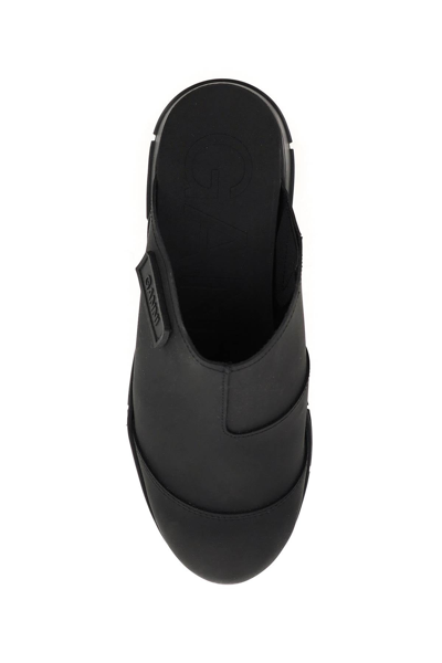 Shop Ganni Recycled Rubber City Mules In Black