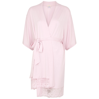 Shop Eberjey Rosalia Light Pink Jersey Robe In Lilac
