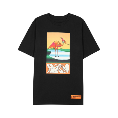 Shop Heron Preston Black Printed Cotton T-shirt