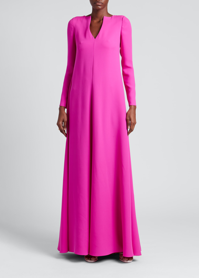 Shop Valentino Pleated Cady Kaftan Gown In Pink