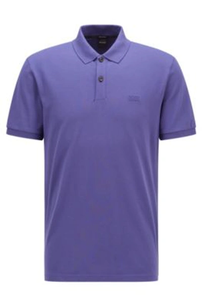 Shop Hugo Boss Regular-fit Polo Shirt In Pima-cotton Piqu- Purple Men's Polo Shirts Size S