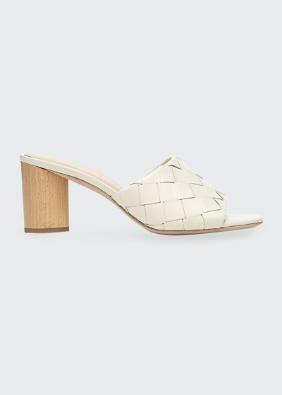 Shop Veronica Beard Kiele Woven Napa Block-heel Sandals In White