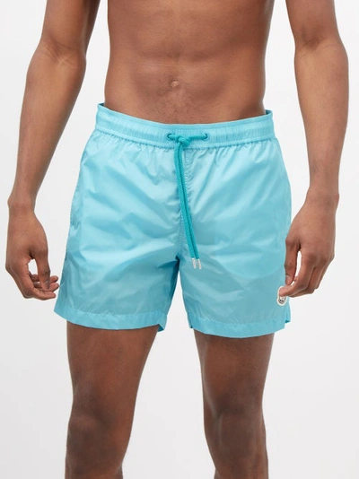 Moncler Logo Patch Swim Shorts in Blue for Men