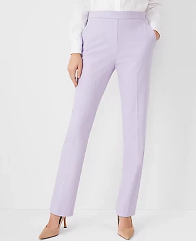 Shop Ann Taylor The Petite Straight Pant In Bi-stretch In Soft Violet