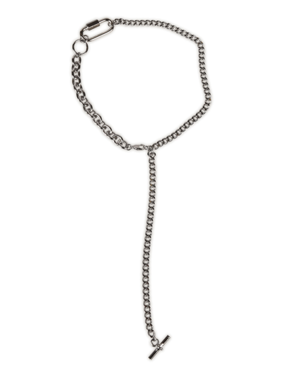 Shop Yohji Yamamoto Chain Double Mantel Necklace In Silver