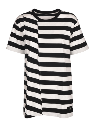 Shop Yohji Yamamoto Striped T-shirt In Black/white