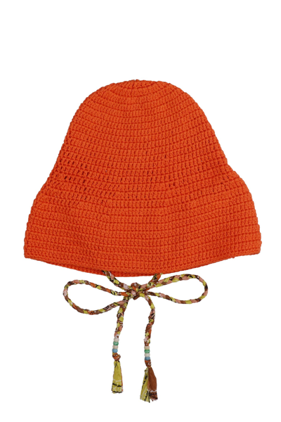 Shop Alanui Hats In Orange Cotton
