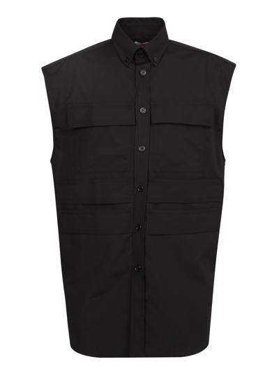 Shop Burberry Sleeveless Shirt In Black