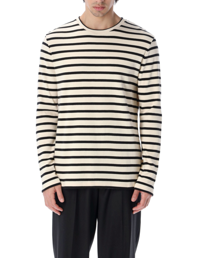 Shop Jil Sander Striped Pattern Sweater In White Navy Stripes