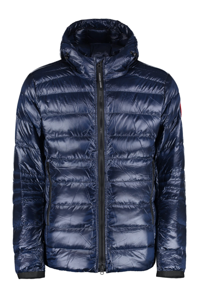 Shop Canada Goose Crofton Hooded Ultra-light Down Jacket In Blue