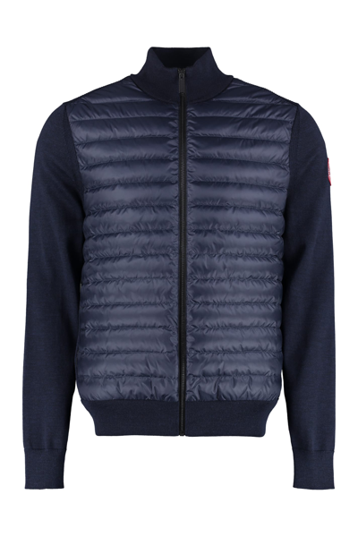 Shop Canada Goose Hybridge Cardigan With Padded Front Panel In Blue